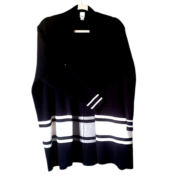 Anthropologie NVLT Black and White PIPPA Open Cardigan Knit Sweater Size M - Picture 5 of 7